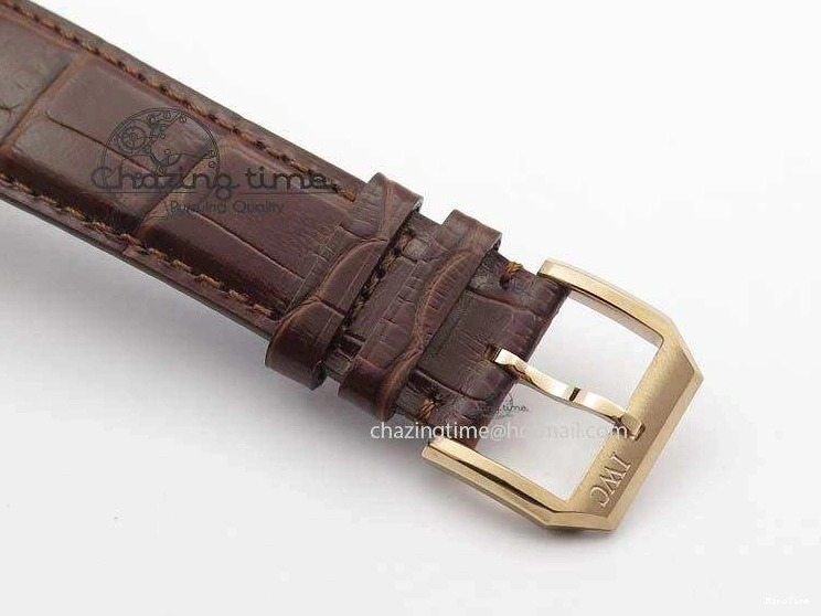MIROTIME 0513 GoAnywhere Portuguese IW5444 RG White Dial RG Numbers On Brown Leather Strap A 7253